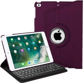 img 4 attached to 🔮 Fintie Keyboard Case for iPad 9.7 inch 2018 2017 / iPad Air 2 / iPad Air - 360 Degree Rotating Stand Cover with Built-in Wireless Bluetooth Keyboard - Purple (6th Gen / 5th Gen)