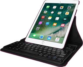 img 1 attached to 🔮 Fintie Keyboard Case for iPad 9.7 inch 2018 2017 / iPad Air 2 / iPad Air - 360 Degree Rotating Stand Cover with Built-in Wireless Bluetooth Keyboard - Purple (6th Gen / 5th Gen)