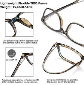 img 2 attached to 👓 TR Blue Light Blocking Glasses for Women and Men - Lightweight Computer Glasses, Clear Lens, Anti Eye Strain - Non Prescription Fake Glasses Frame - 2 Pack (Black + Blue Grey Leopard)