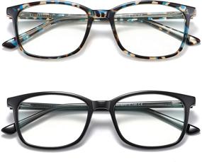 img 4 attached to 👓 TR Blue Light Blocking Glasses for Women and Men - Lightweight Computer Glasses, Clear Lens, Anti Eye Strain - Non Prescription Fake Glasses Frame - 2 Pack (Black + Blue Grey Leopard)