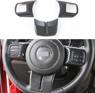 3pcs/lot abs car steering wheel cover trim sticker decor for jeep patriot compass wrangler 2011-2017 grand cherokee 2011-2013 carbon fiber grain) logo