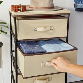 img 2 attached to 👚 Organize Your Wardrobe with the 4-Tier Tan Fabric Dresser Organizer!