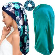 🌙 2pcs long satin bonnet sleep cap + hairband: ultimate haircare for women with big braids logo