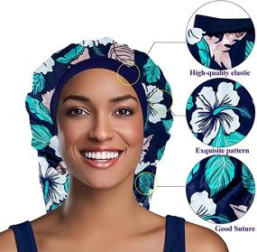 img 2 attached to 🌙 2Pcs Long Satin Bonnet Sleep Cap + Hairband: Ultimate Haircare for Women with Big Braids