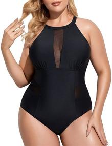 img 3 attached to 👙 Women's V Neckline Ruched Monokini Swimsuit Swimwear – Ideal Swimwear & Cover Ups for Ladies