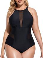 👙 women's v neckline ruched monokini swimsuit swimwear – ideal swimwear & cover ups for ladies logo