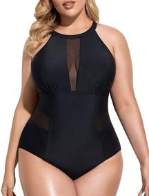 img 4 attached to 👙 Women's V Neckline Ruched Monokini Swimsuit Swimwear – Ideal Swimwear & Cover Ups for Ladies