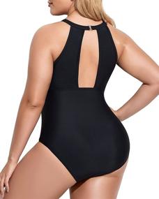 img 1 attached to 👙 Women's V Neckline Ruched Monokini Swimsuit Swimwear – Ideal Swimwear & Cover Ups for Ladies