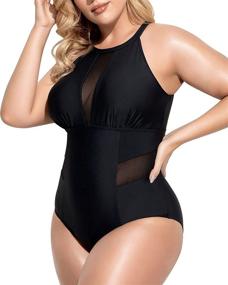 img 2 attached to 👙 Women's V Neckline Ruched Monokini Swimsuit Swimwear – Ideal Swimwear & Cover Ups for Ladies