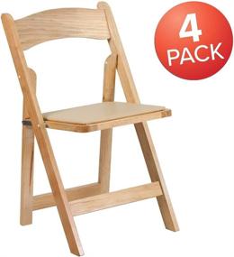 img 3 attached to 🪑 HERCULES Series Natural Wood Folding Chair with Vinyl Padded Seat - 4 Pack by Flash Furniture