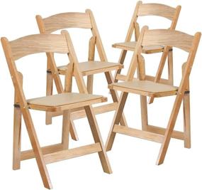 img 2 attached to 🪑 HERCULES Series Natural Wood Folding Chair with Vinyl Padded Seat - 4 Pack by Flash Furniture