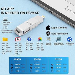 img 3 attached to 📱 iDiskk 128GB MFi Certified Photo Stick for iPhone - USB Flash Drive for iPhone 13/12/12 mini/12 pro max/11/11 pro/XR/X/XS - Photo Storage for iOS, iPhone Memory Stick - Compatible with iPad, MacBook, and PC