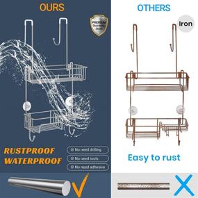 img 2 attached to 🚿 COSYLAND Stainless Steel Over the Door Shower Caddy - Rustproof Bathroom Shelf Organizer for Dorm, Toilet, Bath, and Kitchen - Silver