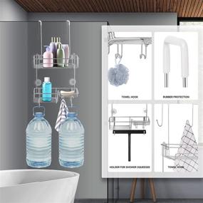 img 3 attached to 🚿 COSYLAND Stainless Steel Over the Door Shower Caddy - Rustproof Bathroom Shelf Organizer for Dorm, Toilet, Bath, and Kitchen - Silver