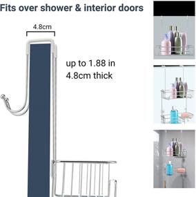 img 1 attached to 🚿 COSYLAND Stainless Steel Over the Door Shower Caddy - Rustproof Bathroom Shelf Organizer for Dorm, Toilet, Bath, and Kitchen - Silver