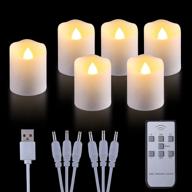 mixaly 1.8”h rechargeable led votive tea lights - 6 pack with remote 🕯️ timer | realistic flickering halloween tealight candles, warm white | ideal for party/holiday decor логотип