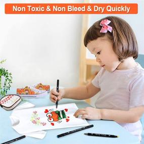 img 1 attached to 🎨 30 Dual Tip Fabric Markers Pens by Shuttle Art - Permanent, No Bleed, Ideal for T-Shirts and Sneakers, Non-Toxic & Child Safe - Perfect for Kids and Adults for Painting and Writing on Fabric