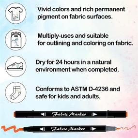 img 2 attached to 🎨 30 Dual Tip Fabric Markers Pens by Shuttle Art - Permanent, No Bleed, Ideal for T-Shirts and Sneakers, Non-Toxic & Child Safe - Perfect for Kids and Adults for Painting and Writing on Fabric