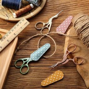 img 1 attached to 🧵 Small Crane Shape Sewing Embroidery Stork Scissors Set with Leather Covers - Premium Stainless Steel DIY Tool for Manual Sewing Handicraft