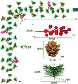 img 3 attached to 🎄 TURNMEON 10FT Christmas Garland: Battery Operated Red Berry Pine Cone Bristle Xmas Decor with 30 Lights and Pinecone Lights (Color)
