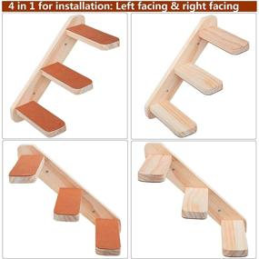 img 3 attached to Handcrafted Wood Cat Wall Ladder Steps - Purifie Cat Wall Climber Staircase for Climbing, Wall Mounted Cat Perch Shelf and Hammock, Indoor Furniture for Cats