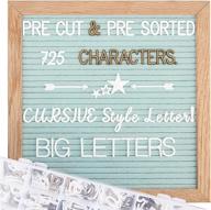 🔵 blue felt letter board 10x10 inch: pre cut & sorted letters - cursive style, big letters, organizer stand & wall mount - farmhouse wall decor logo