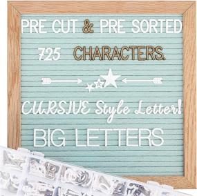 img 4 attached to 🔵 Blue Felt Letter Board 10x10 Inch: Pre Cut & Sorted Letters - Cursive Style, Big Letters, Organizer Stand & Wall Mount - Farmhouse Wall Decor