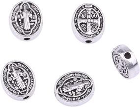 img 2 attached to 📿 Exquisite Antique Silver Saint Benedict Medallion Spacer Beads for DIY Jewelry Making (11478)