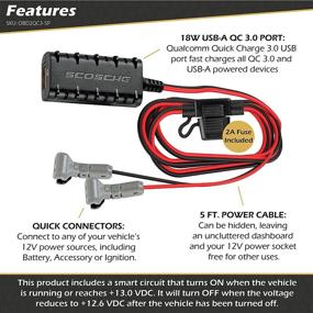 img 1 attached to 💡 Универсальный комплект SCOSCHE USB с проводкой 5 футов - быстрая зарядка с портом USB-A 18W QC 3.0 и 12V быстрые разъемы UHWKQC3-SP