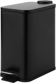 img 4 attached to SunnyPoint 5L / 1.32 Gal Plastic Inner Bucket Trash Can - Step On, Soft Close, Square/Rectangle Design for Bathroom, Office, Kitchen, Bedroom (11.5&#34; X 5.5&#34; X 11.22&#34;, Black)