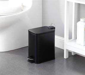 img 3 attached to SunnyPoint 5L / 1.32 Gal Plastic Inner Bucket Trash Can - Step On, Soft Close, Square/Rectangle Design for Bathroom, Office, Kitchen, Bedroom (11.5&#34; X 5.5&#34; X 11.22&#34;, Black)