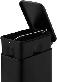 img 1 attached to SunnyPoint 5L / 1.32 Gal Plastic Inner Bucket Trash Can - Step On, Soft Close, Square/Rectangle Design for Bathroom, Office, Kitchen, Bedroom (11.5&#34; X 5.5&#34; X 11.22&#34;, Black)