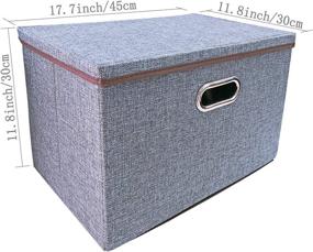 img 3 attached to Versatile Foldable Storage Bins: Linen Fabric Boxes with Lids, Handles, and Durable Construction - Ideal Organizer for Home, Office, Nursery, Closet, Bedroom - Set of [2-Size]