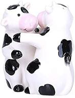 🐄 pacific giftware hugging cows salt and pepper shakers set with magnetic ceramic design logo