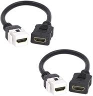 🔌 набор из 2 штук адаптеров hdmi keystone jack, hdmi female to female pigtail extension coupler cable-6 дюймов логотип