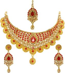 img 4 attached to Bindhani Bollywood Wedding Necklace Earrings Women's Jewelry