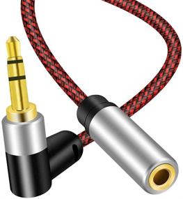 img 4 attached to ➡️ High-Quality 25Ft 3.5mm Extension Cable: vefsdup Right Angle Male to Female Stereo Audio Adapter, Gold Plated - Compatible with iPhone, iPad, Smartphones, Tablets, Media Players