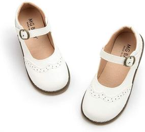 img 4 attached to 👑 BeBiGoi Toddler Little Princess Uniform Girls' Flat Shoes