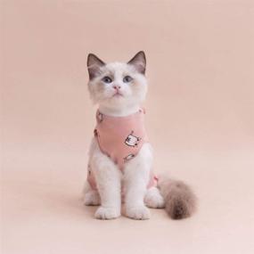 img 2 attached to 🐱 PUMYPOREITY Cat Surgical Recovery Suit - Elastic E-Collar Alternative, Professional Bandage Shirt Costume for Neutered Kittens, Abdominal Wound Healing, Skin Damage & Weaning
