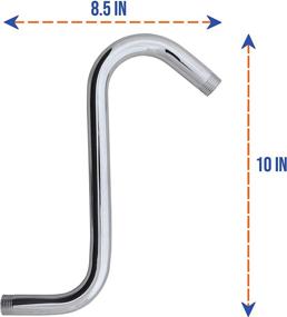 img 1 attached to 🚿 10 Inch Chrome Shower Head Extension Arm with Flange: Enhance Your Shower Experience with an 'S'-Shaped Riser Extension Pipe