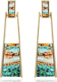 img 4 attached to BONALUNA Bohemian Marble Statement Earrings Girls' Jewelry