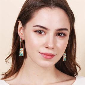 img 3 attached to BONALUNA Bohemian Marble Statement Earrings Girls' Jewelry