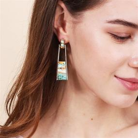 img 2 attached to BONALUNA Bohemian Marble Statement Earrings Girls' Jewelry