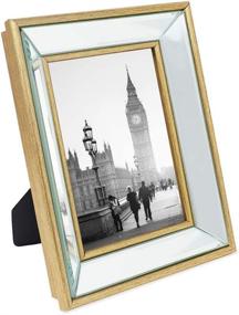 img 4 attached to 🖼️ Gold Beveled Mirror Picture Frame - Isaac Jacobs 5x7 - Classic Mirrored Frame with Deep Slanted Angle for Wall Décor Display, Photo Gallery, and Wall Art