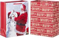 🎁 hallmark 12" large christmas gift bags with handles: pack of 2 - santa and merry designs for festive gifting logo