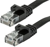 🔌 monoprice 10' cat5e ethernet patch cable - black, rj45, flat, stranded, 350mhz, utp, pure bare copper wire, 30awg - network internet cord logo