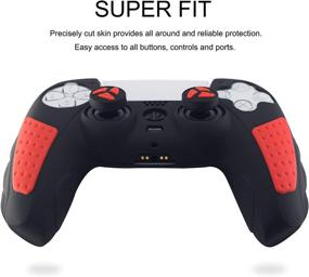 img 2 attached to PS5 Controller Skin Anti-Slip Silicone Grip Cover Protector Rubber Case Set for Playstation 5 Gamepad Joystick with 2 Thumb Grip Caps - Red Black