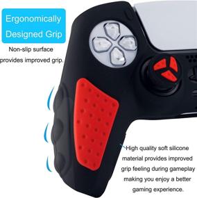 img 3 attached to PS5 Controller Skin Anti-Slip Silicone Grip Cover Protector Rubber Case Set for Playstation 5 Gamepad Joystick with 2 Thumb Grip Caps - Red Black