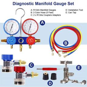 img 2 attached to 🔧 Complete Manifold Gauge Kit - Universal Diagnostic HVAC Air Conditioning Charging Service Set for R134A R404A R22 R410A (Black Case) - Optimal Performance and Convenience