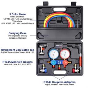 img 3 attached to 🔧 Complete Manifold Gauge Kit - Universal Diagnostic HVAC Air Conditioning Charging Service Set for R134A R404A R22 R410A (Black Case) - Optimal Performance and Convenience